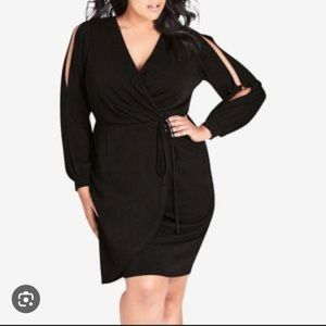 Black faux wrap dress